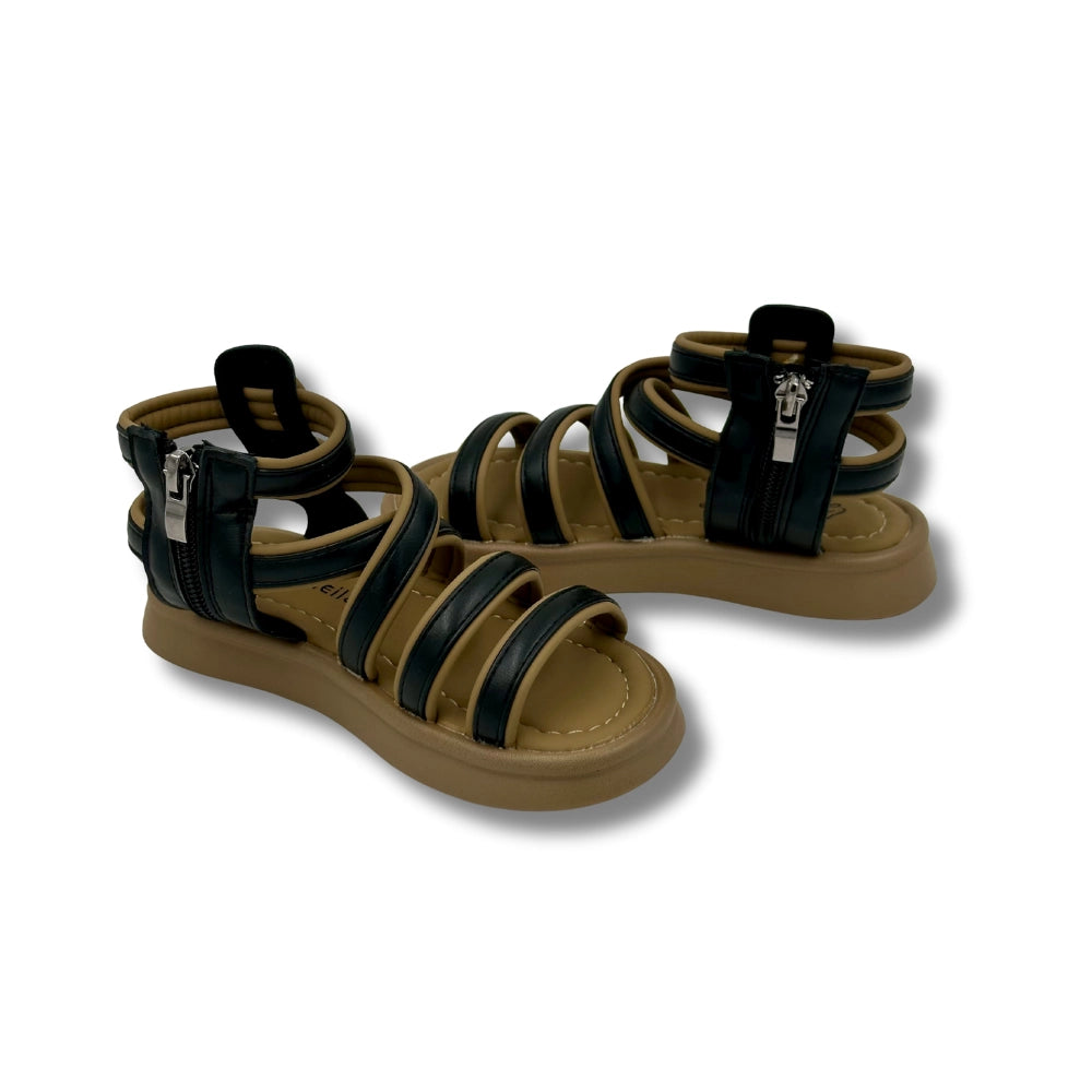 (WS-1280) BROWN Sandals with BLACK Stripp's