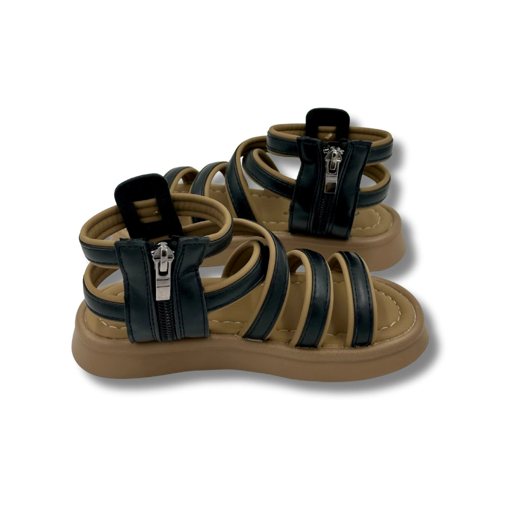 (WS-1297) BROWN Sandals BLACK Strips