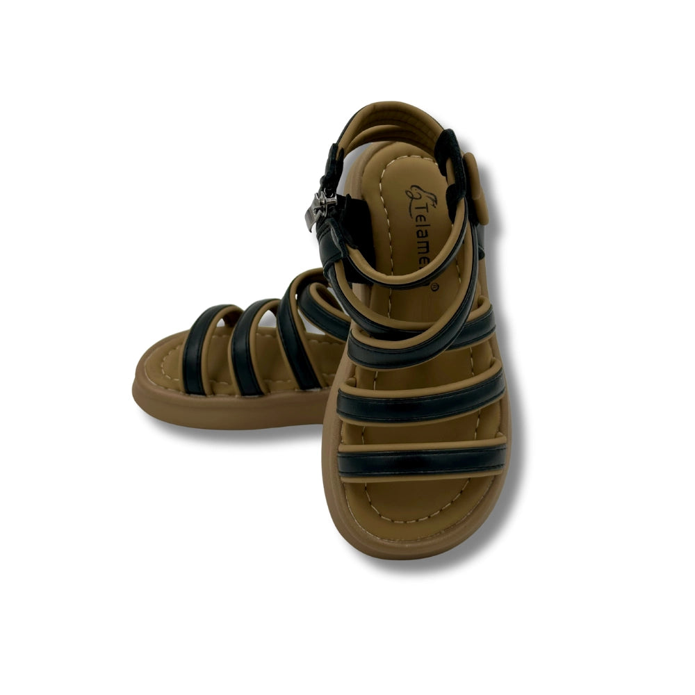 (WS-1280) BROWN Sandals with BLACK Stripp's