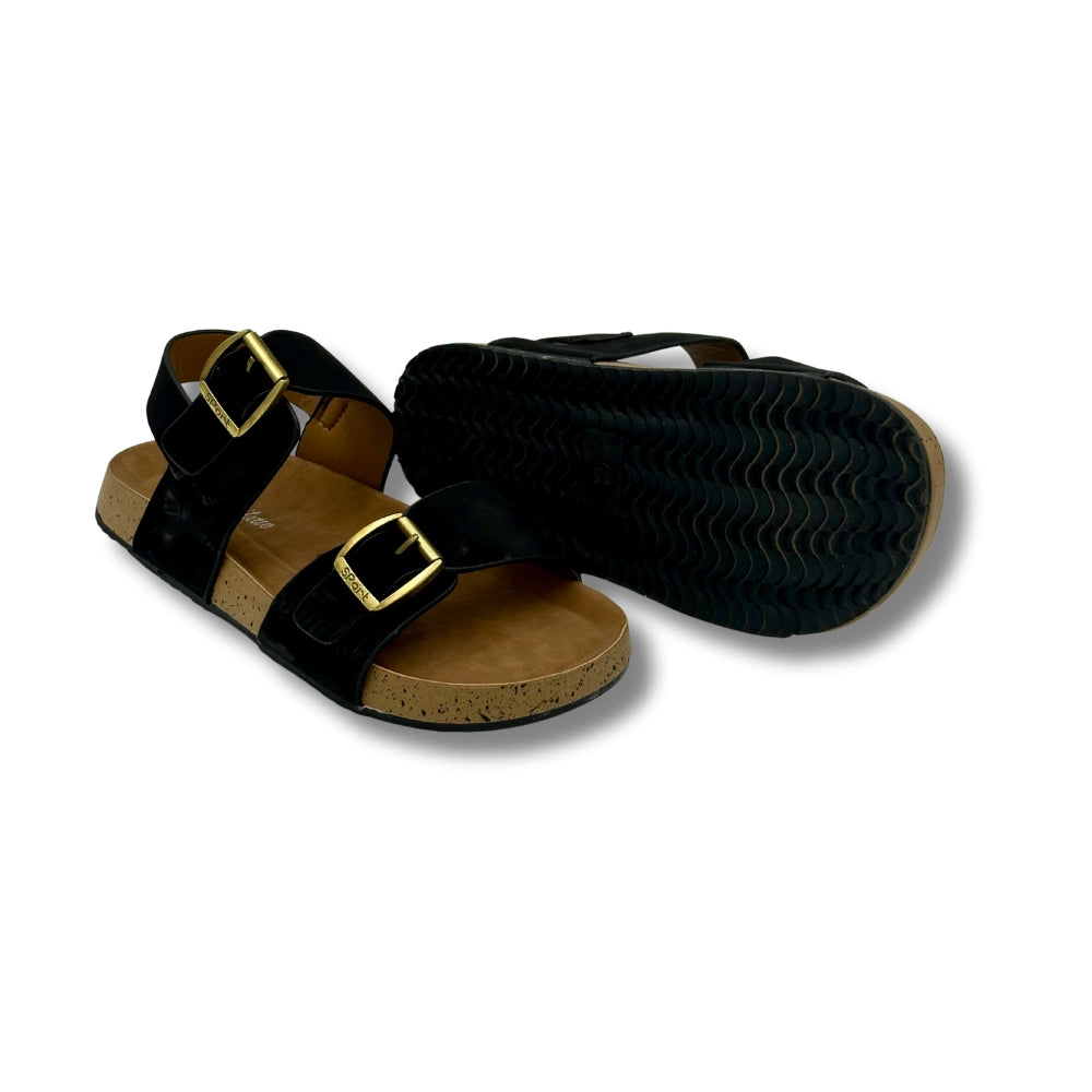 (WS-1287-2) BROWN Sandals with BLACK Straps