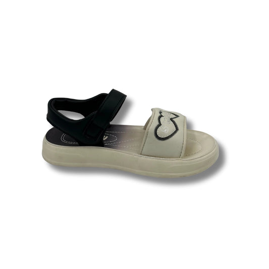 (WS-1012) WHITE Sandals With BLACK Strips