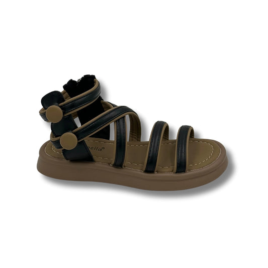 (WS-1297) BROWN Sandals BLACK Strips