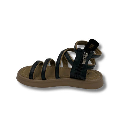(WS-1297) BROWN Sandals BLACK Strips