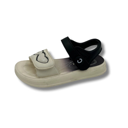(WS-1012) WHITE Sandals With BLACK Strips