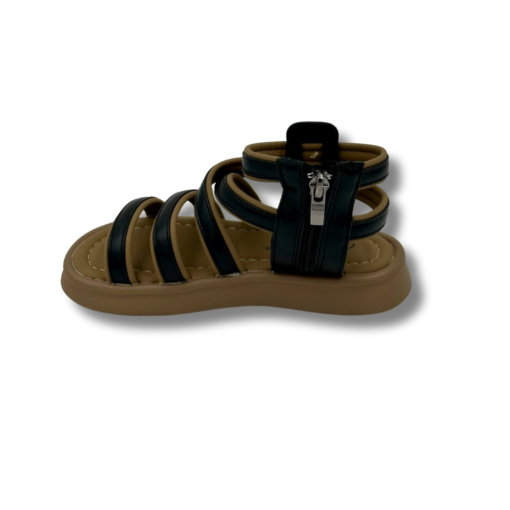 (WS-1280) BROWN Sandals with BLACK Stripp's