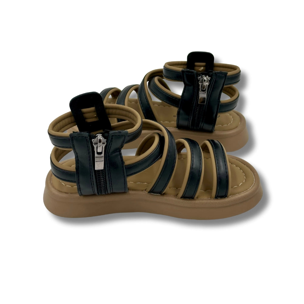 (WS-1280) BROWN Sandals with BLACK Stripp's