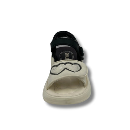 (WS-1012) WHITE Sandals With BLACK Strips