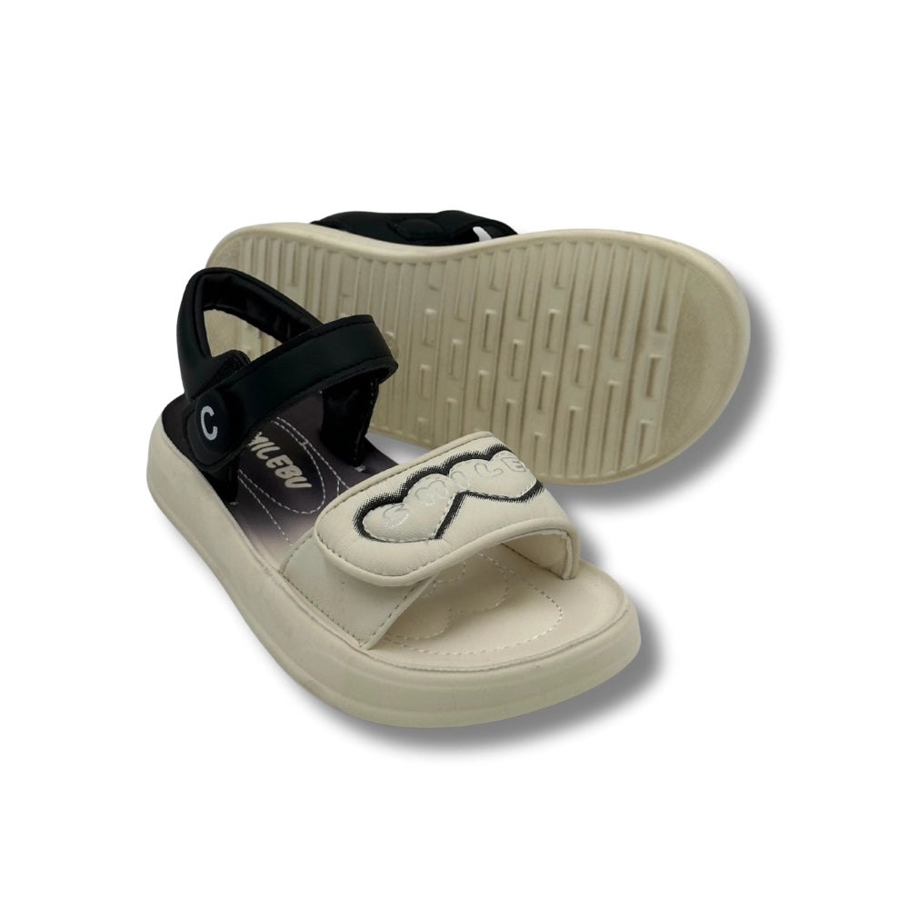 (WS-1012) WHITE Sandals With BLACK Strips