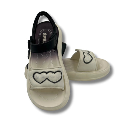 (WS-1012) WHITE Sandals With BLACK Strips