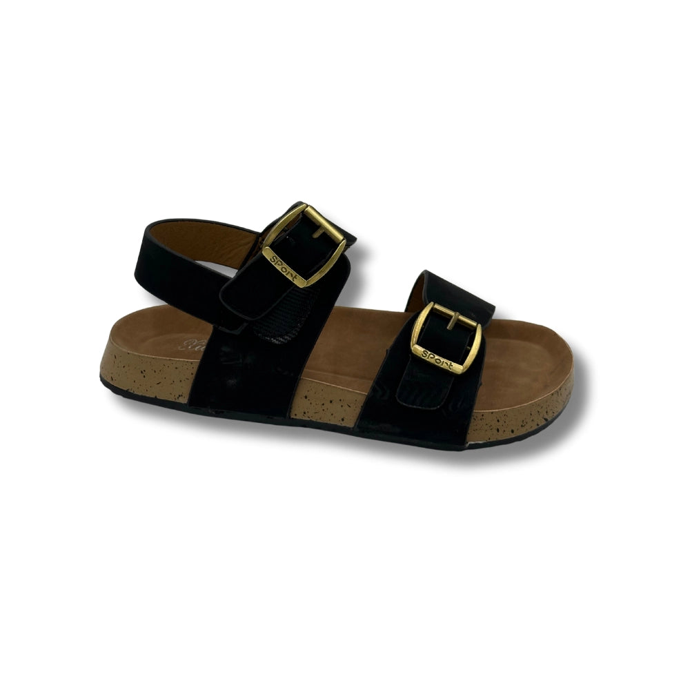 (WS-1287-2) BROWN Sandals with BLACK Straps