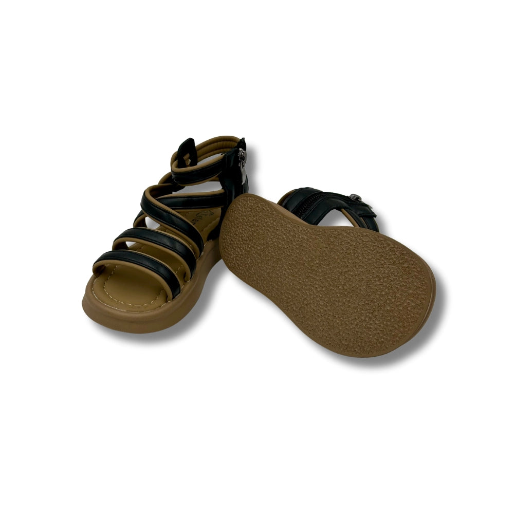 (WS-1280) BROWN Sandals with BLACK Stripp's
