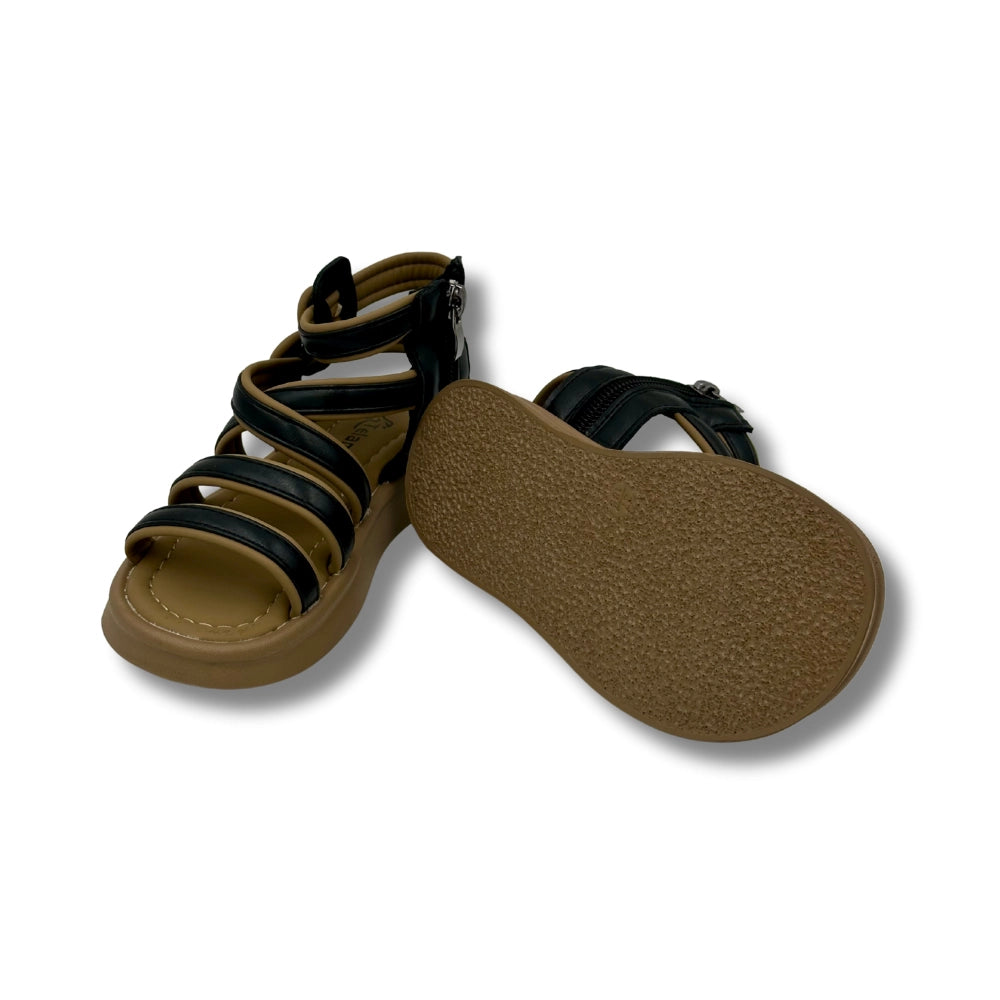(WS-1297) BROWN Sandals BLACK Strips